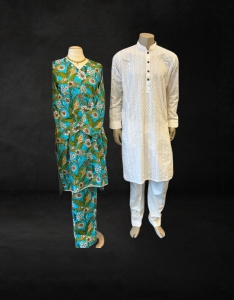White Chicken Kurta/trouser diamond pattern